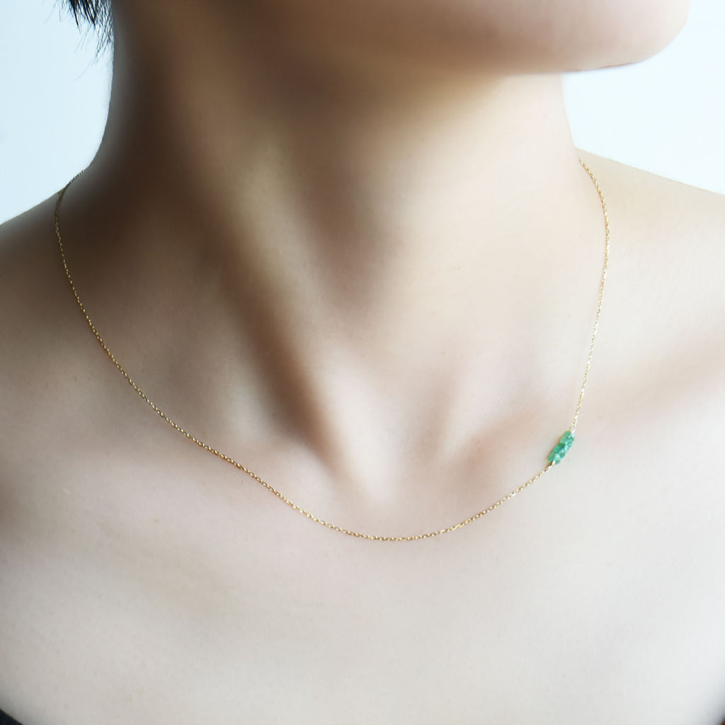 K10 エメラルドネックレス　【５月の誕生石】　K10 Emerald Necklace