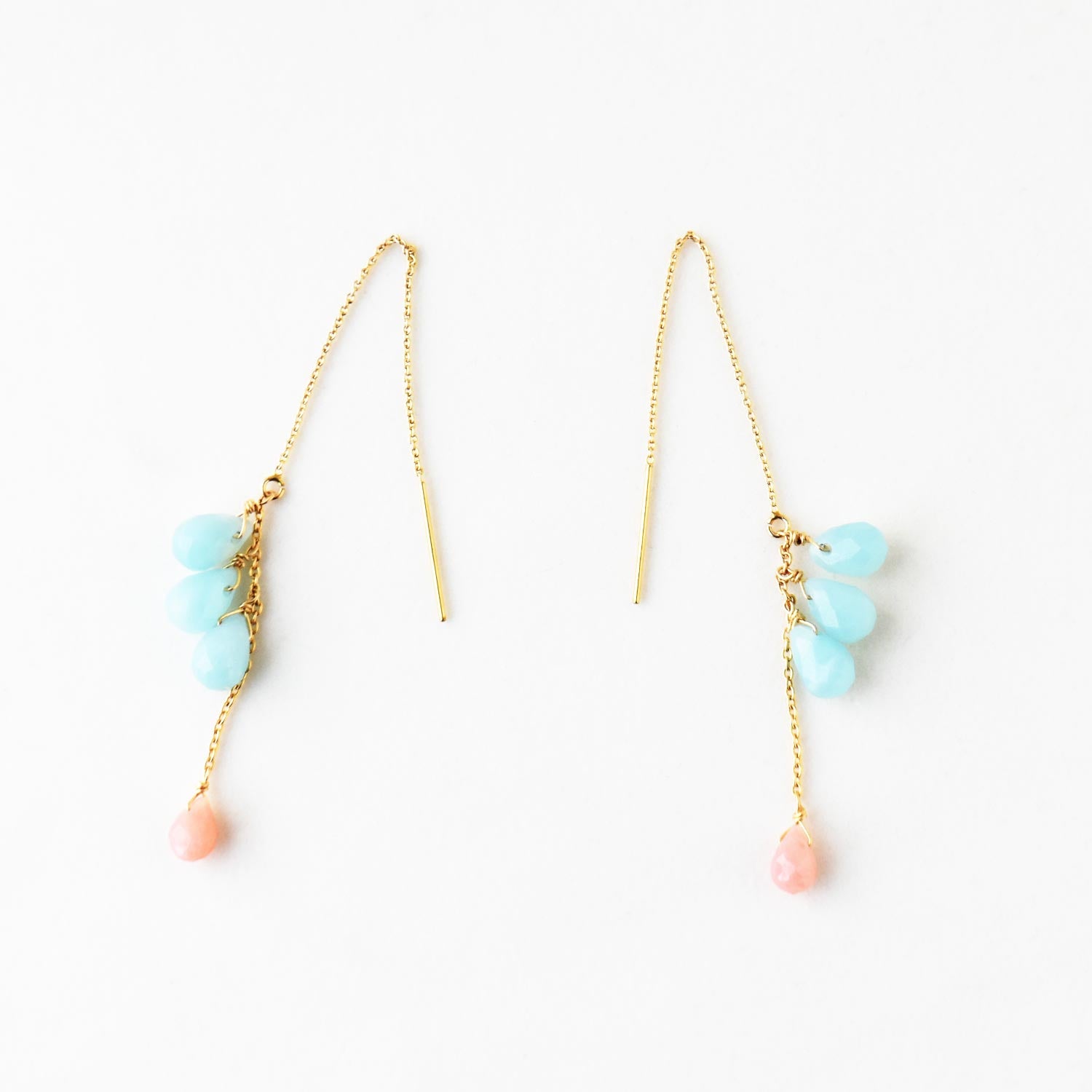 ピンクオパールとアマゾナイトのピアス Pink Opal Amazonite Earrings