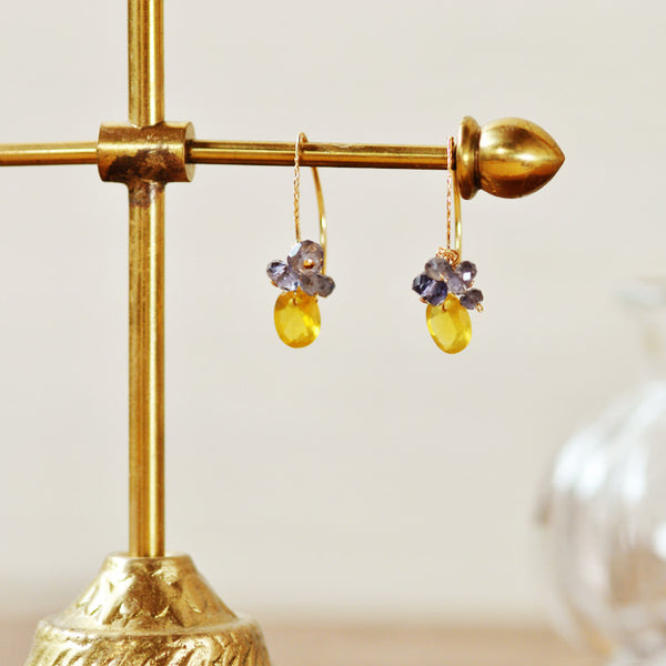 イエローオパールピアス【10月の誕生石】　Yellow Opal Earrings