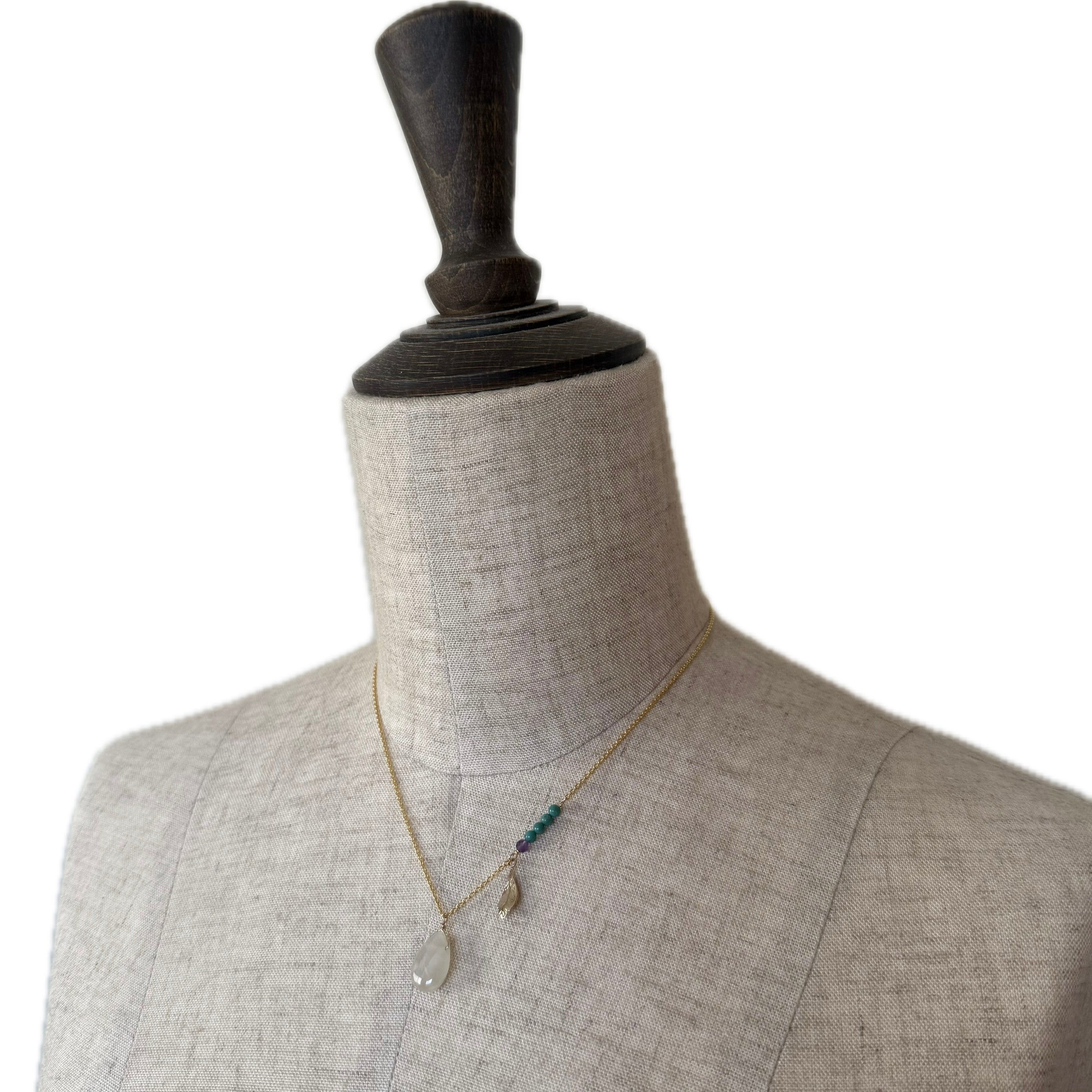 ムーンストーン×ターコイズネックレス【6月の誕生石】　Moonstone×Turquoise Necklace