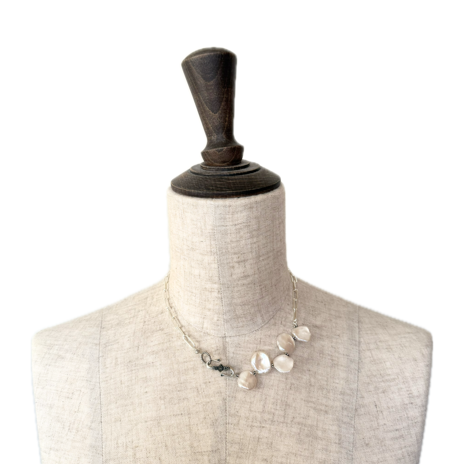 ケシパール × シルバーネックレス【6月の誕生石】