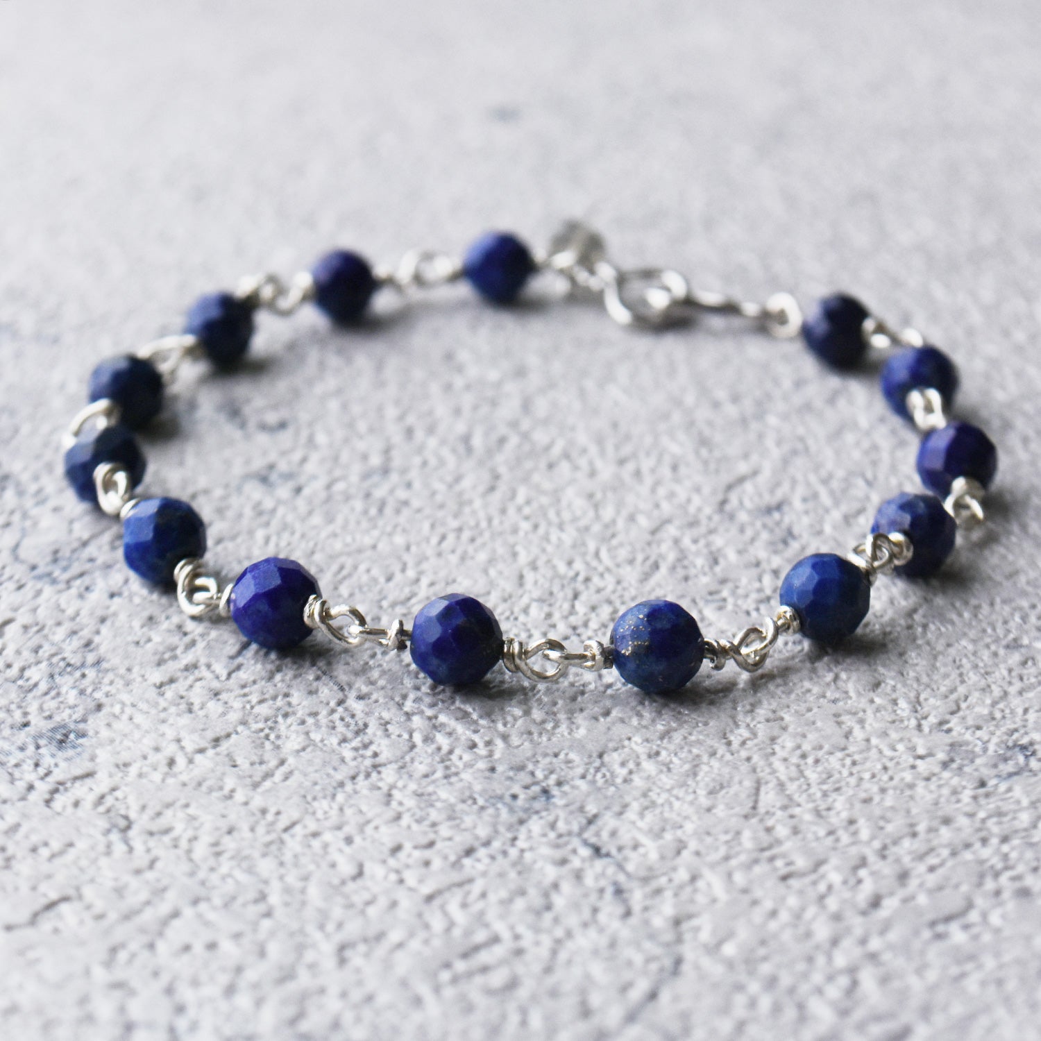 Bracelet en argent lapis-lazuli 【pierre de naissance de décembre】