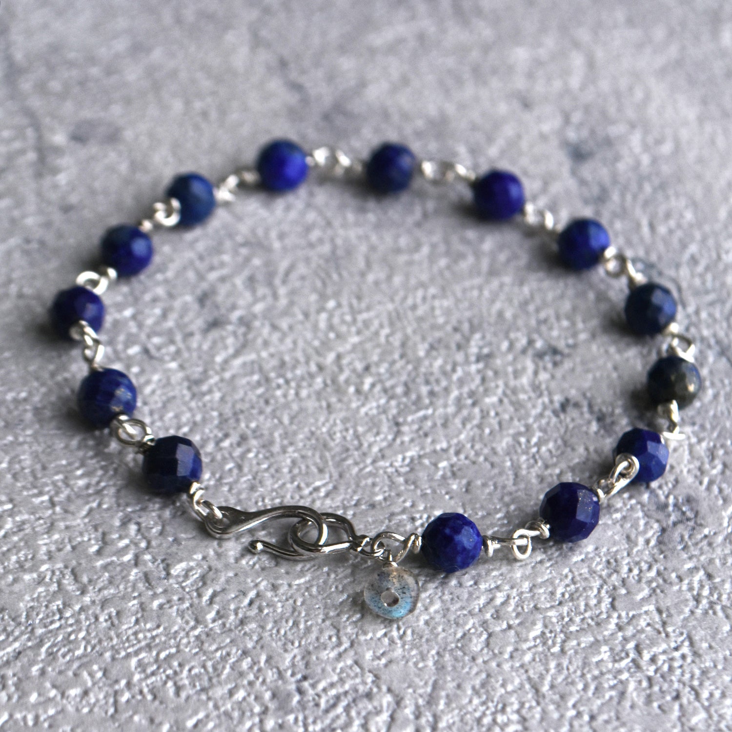 Bracelet en argent lapis-lazuli 【pierre de naissance de décembre】
