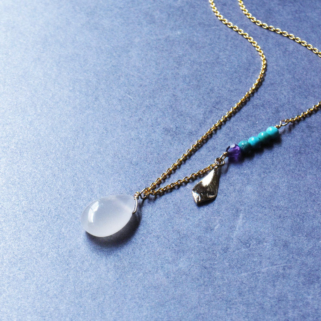 ムーンストーン×ターコイズネックレス【6月の誕生石】　Moonstone×Turquoise Necklace