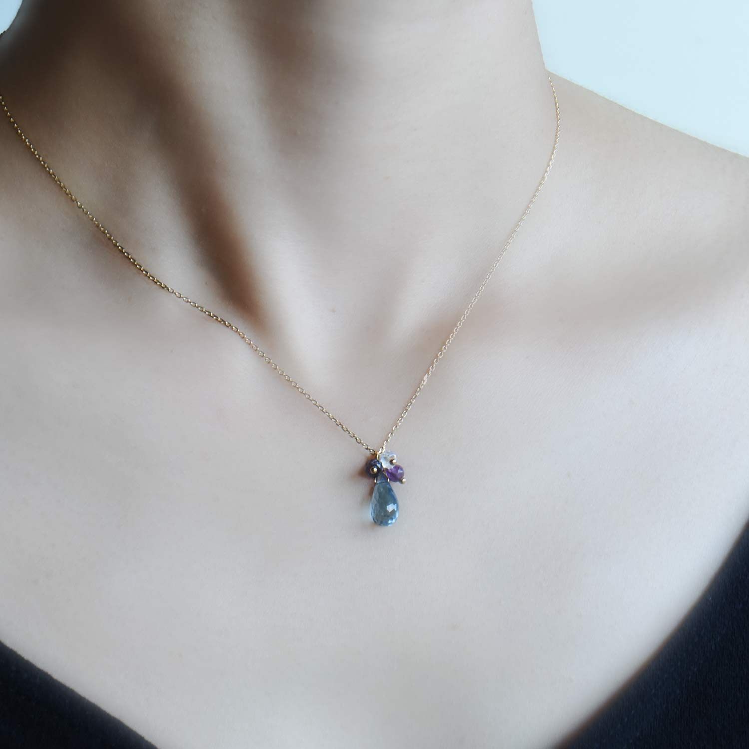 K18ロンドンブルートパーズドロップネックレス【11月の誕生石】K18London Blue Topaz Drop Necklace – gemish  ｜ジェミッシュ 天然石ジュエリー通販サイト