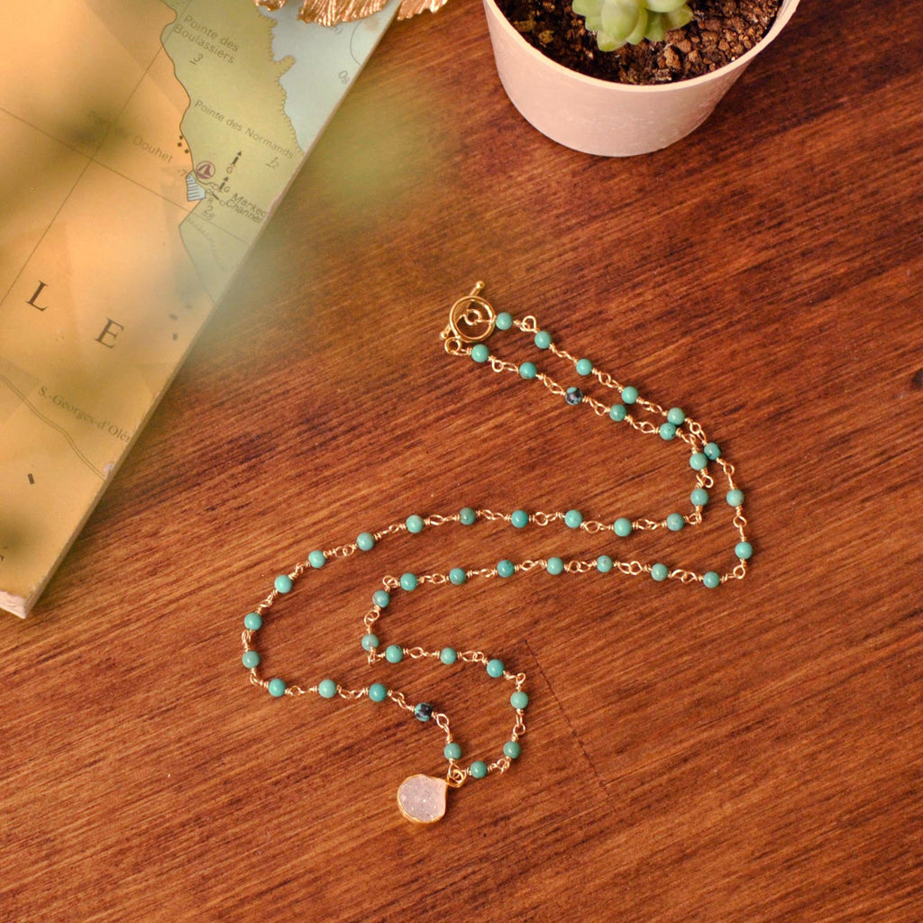 White Calcedony Turquoise Necklace