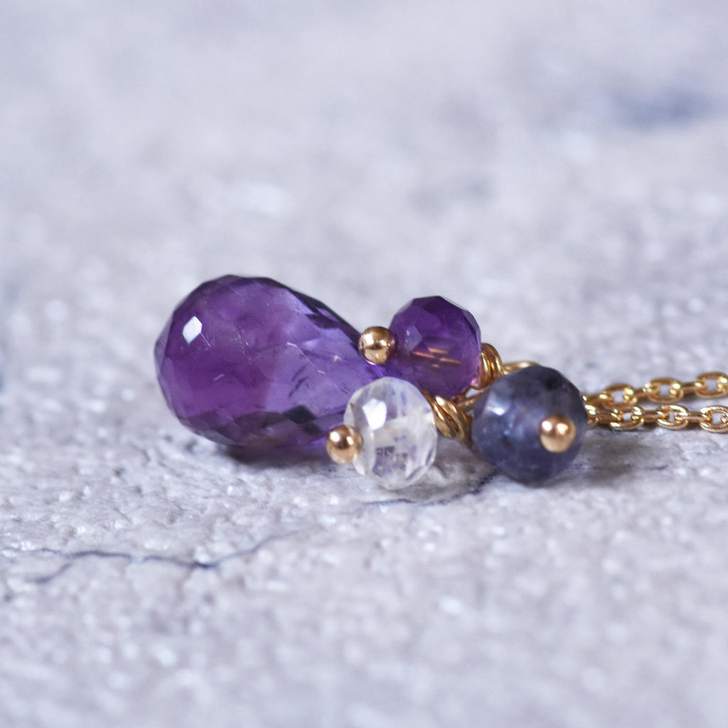 K18 Amethyst Drop Necklace [February Birthstone] K18 Amethyst Drop Necklace