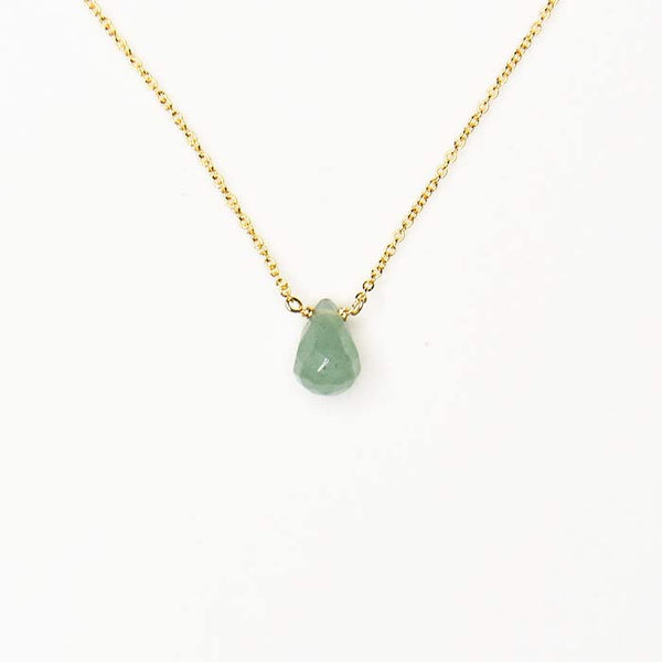グリーンアベンチュリンの一粒ネックレス　Green Aventurine Necklace