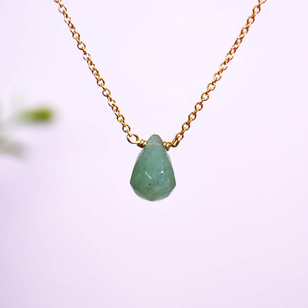 グリーンアベンチュリンの一粒ネックレス Green Aventurine Necklace