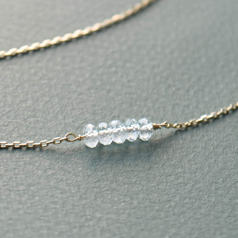 K10 アクアマリンネックレス【3月の誕生石】 K10 Aquamarine Necklace