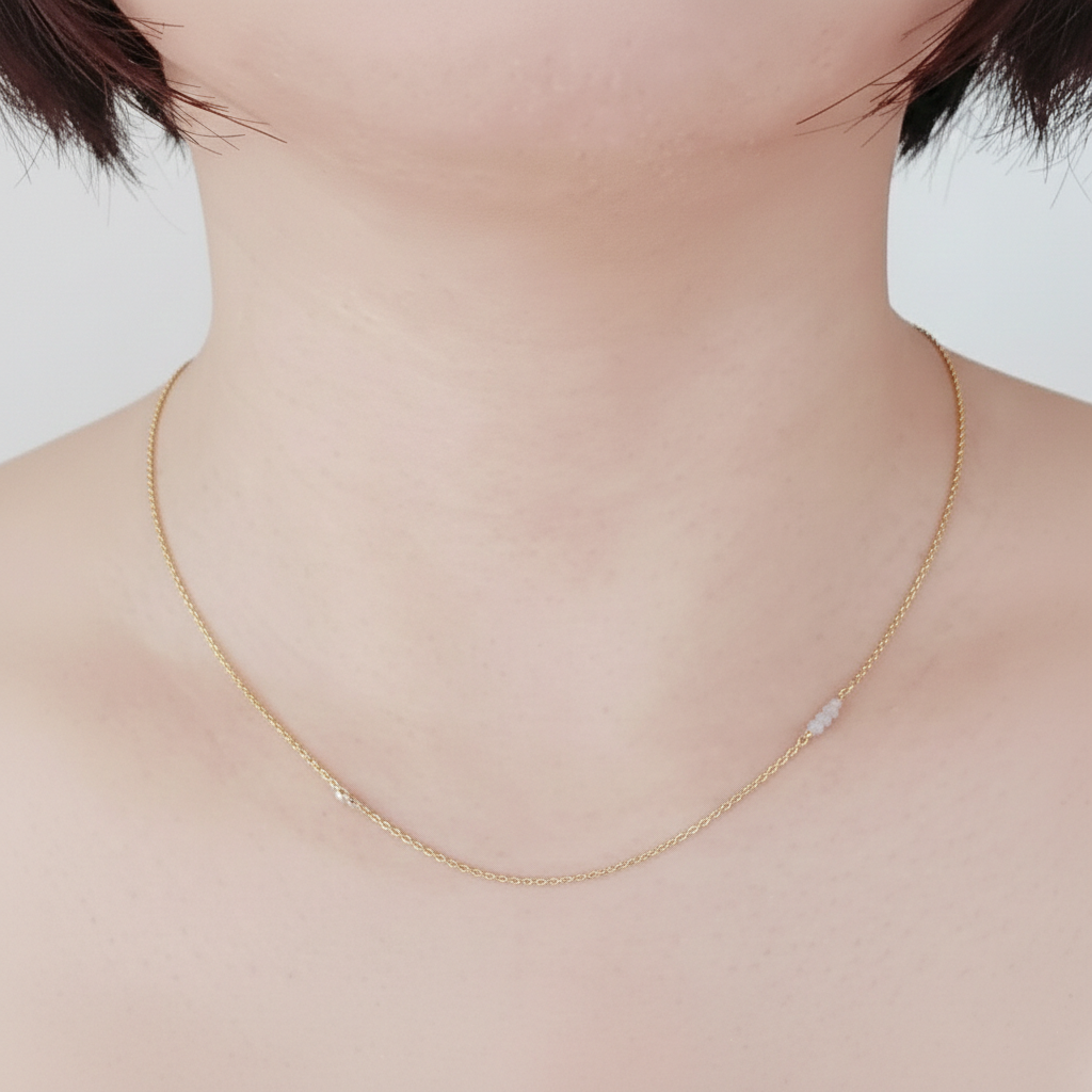 K10, K18 Diamond Necklace [April Birthstone]