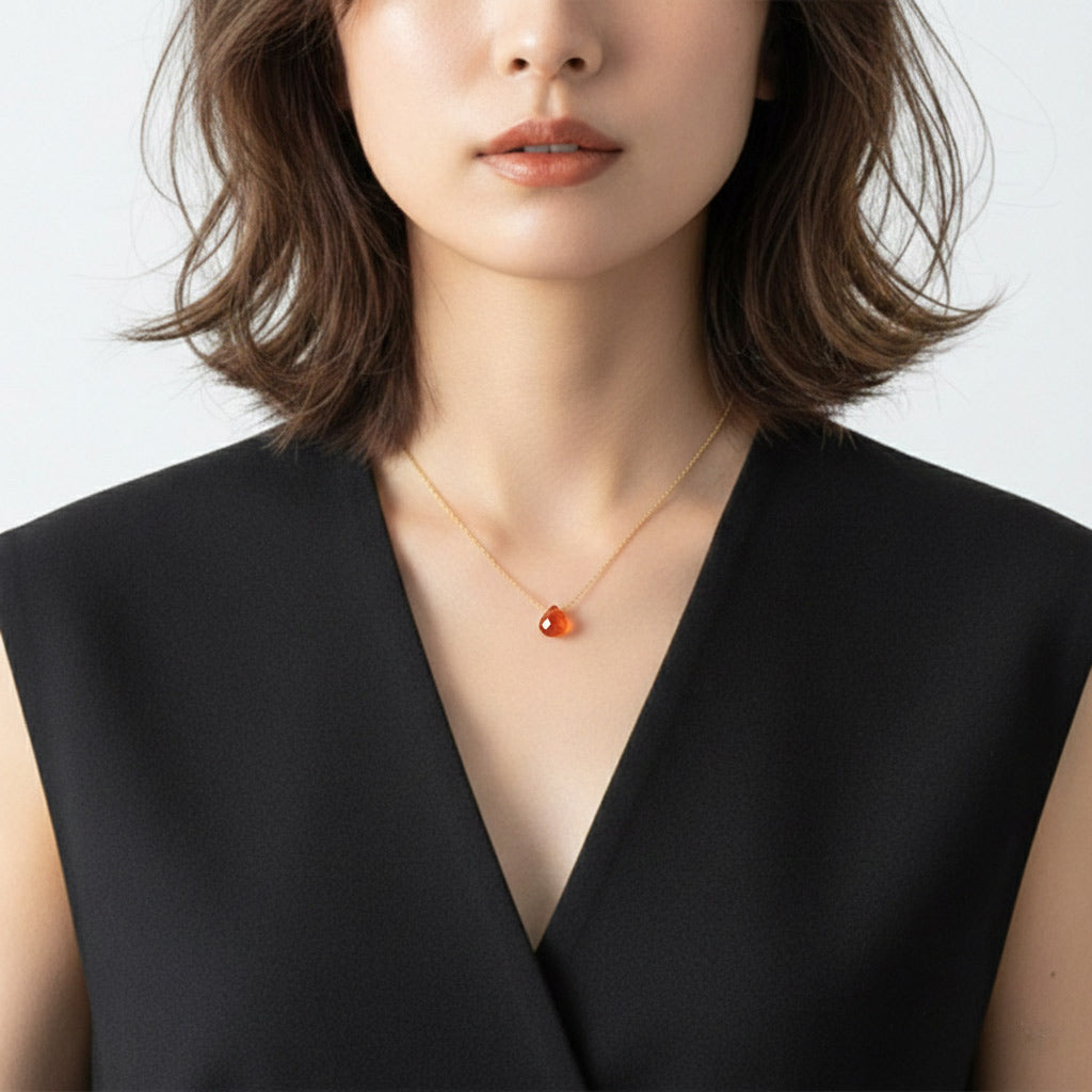 K10, K18 Karneol Halskette [Geburtsstein des Juli]