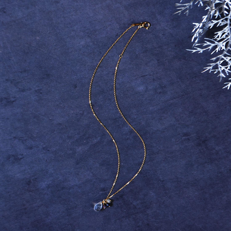 K18レインボームーンストーンドロップネックレス【6月の誕生石】