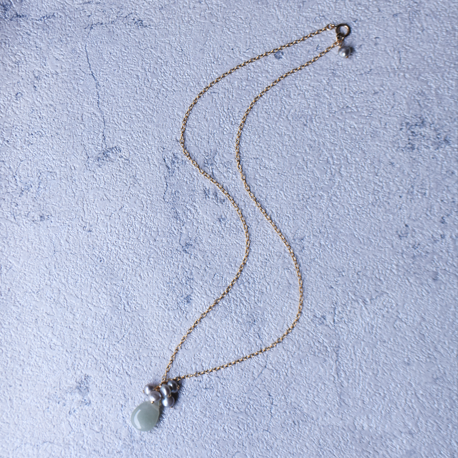 Green aventurine and freshwater pearl necklace