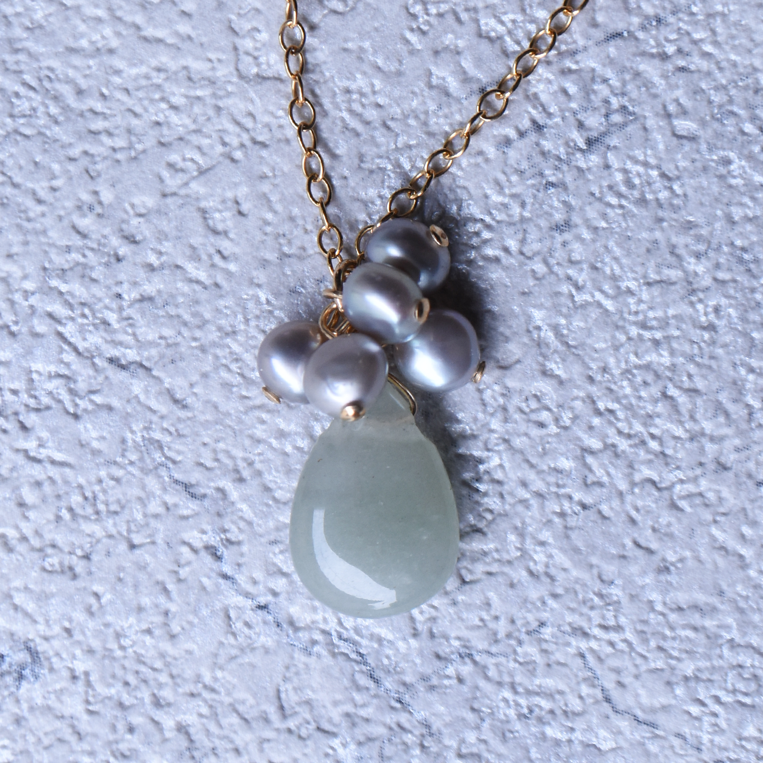 Green aventurine and freshwater pearl necklace