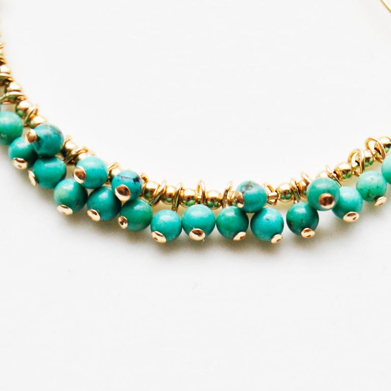 ターコイズのフープピアス【12月の誕生石】　Turquoise Amethyst Hoop Earrings