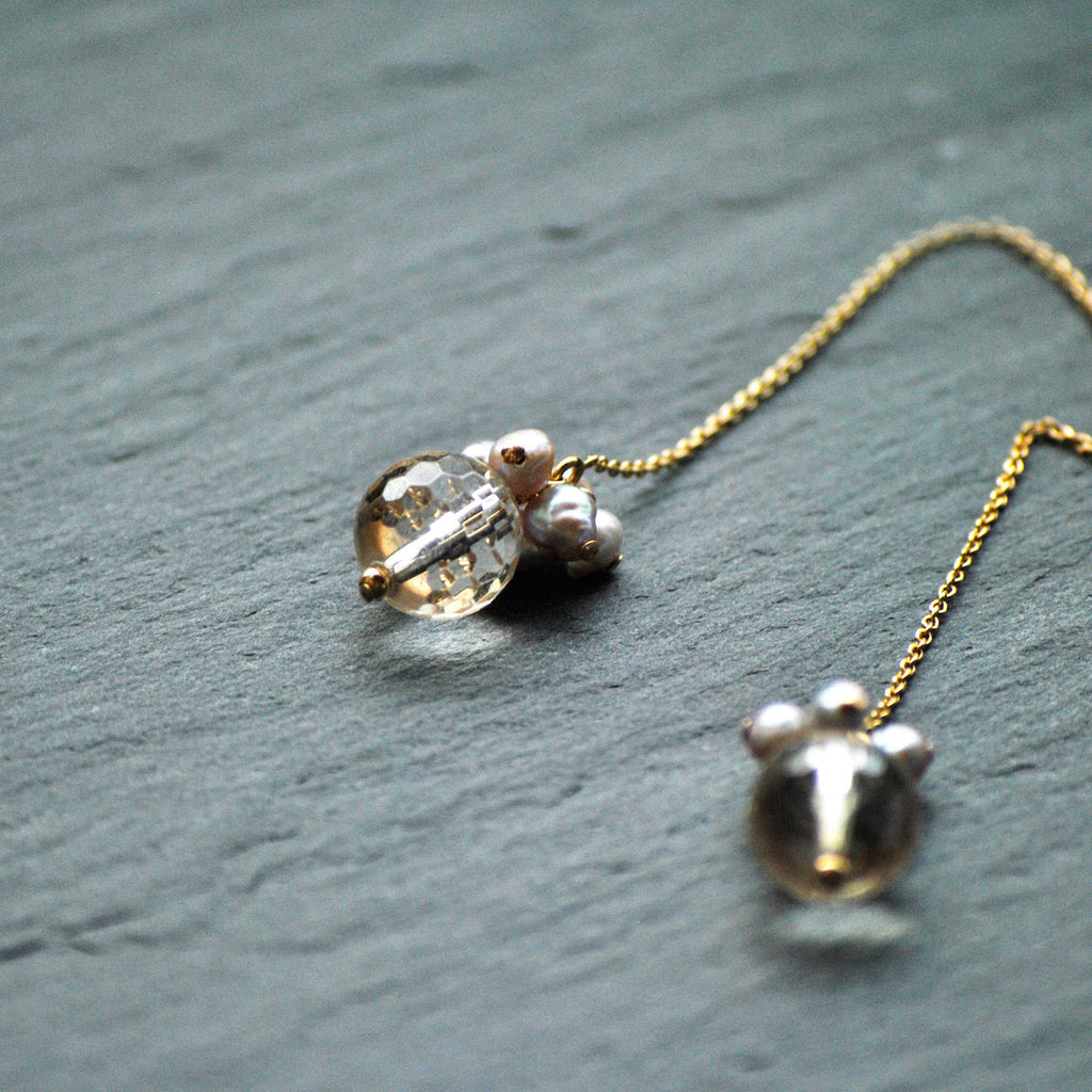 Champagne Quartz and Freshwater Pearls Earrings