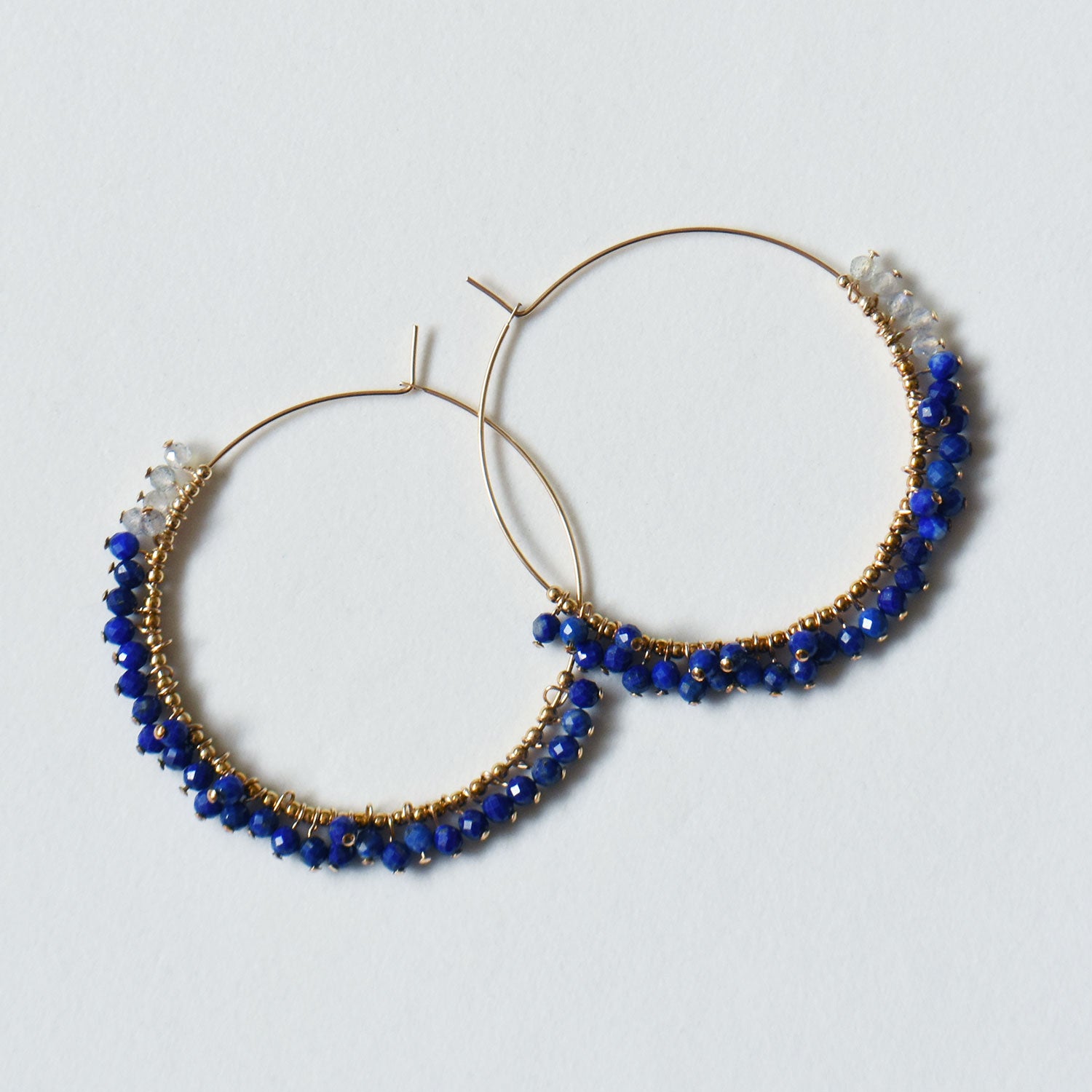 Lapis lazuli × Labradorite Hoop Earrings