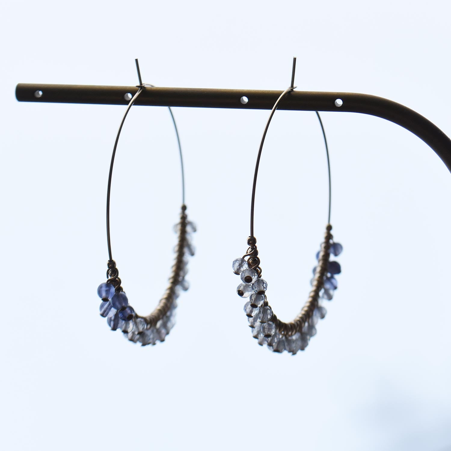 Labradorite x Iolite hoop earrings