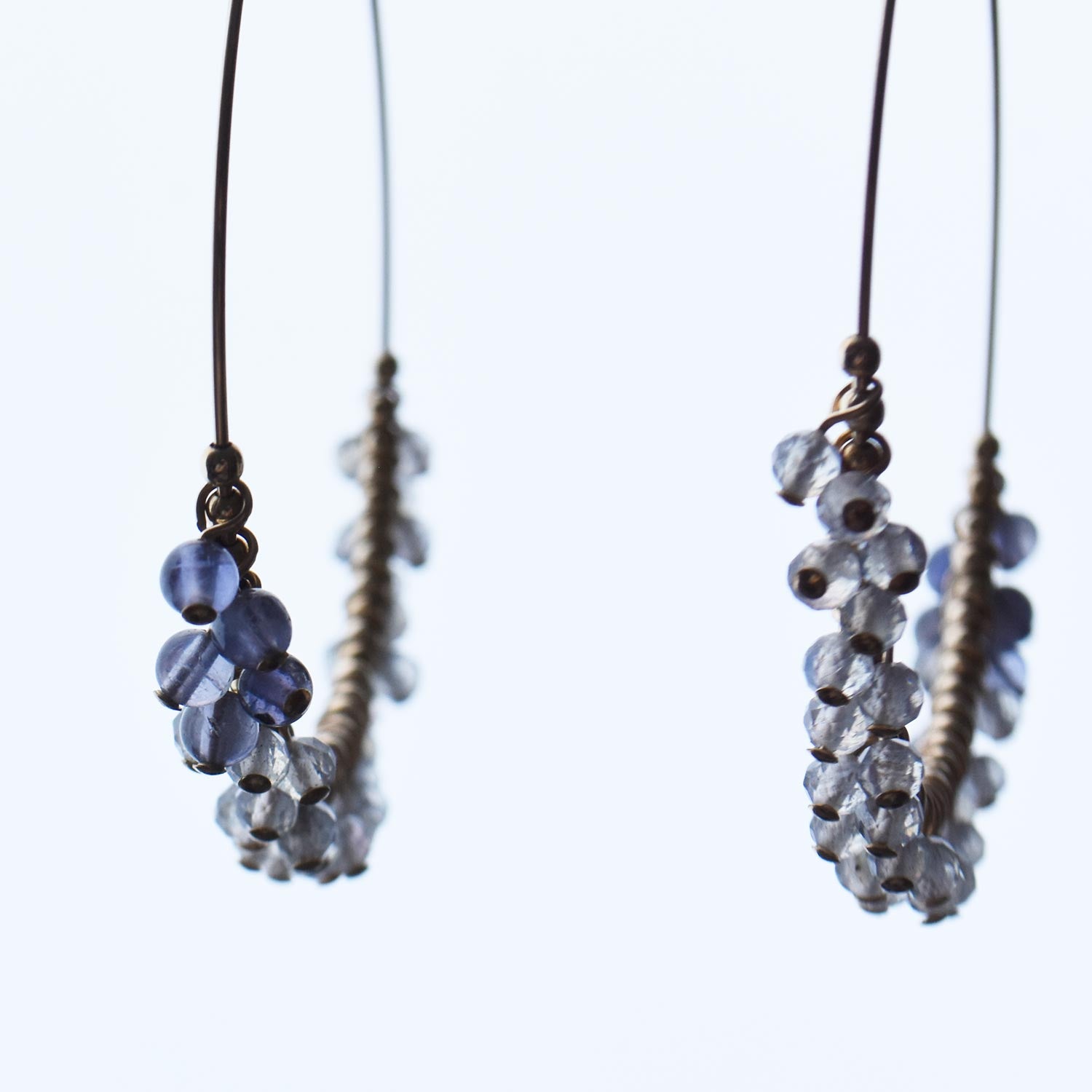 Labradorite x Iolite hoop earrings
