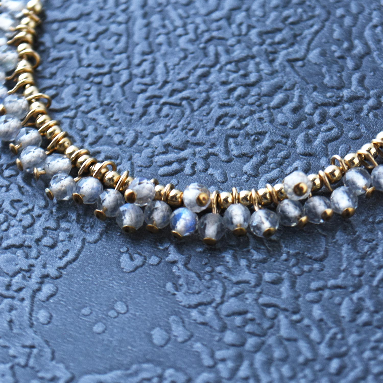Labradorite x Iolite hoop earrings