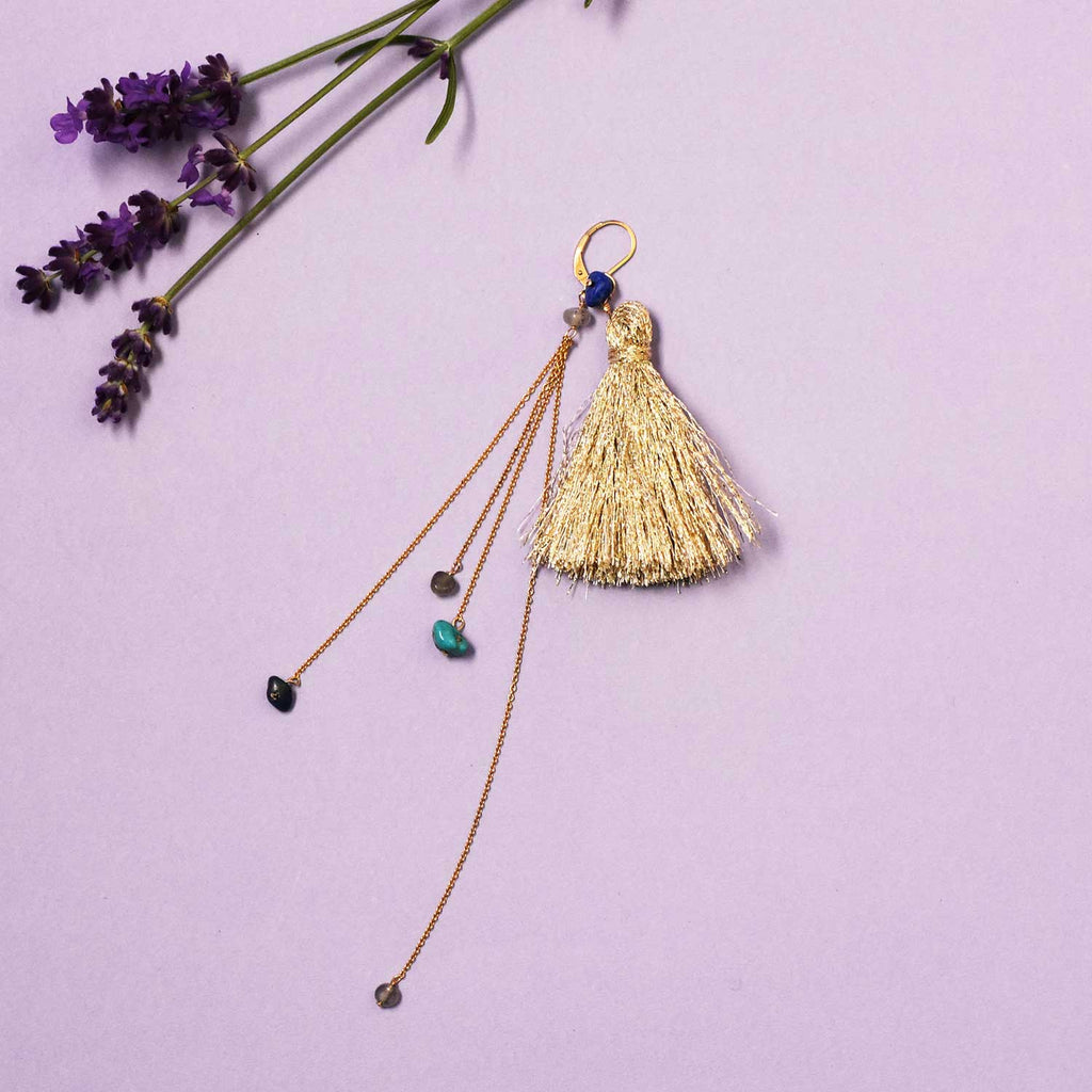 Turquoise and tassel earrings [December birthstone] Tassel Earrings