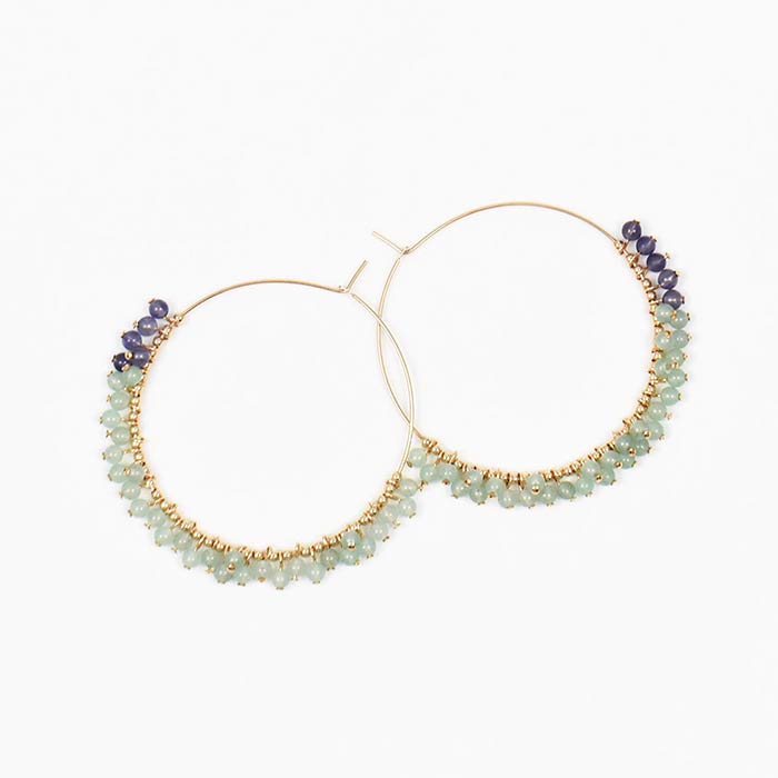 Green aventurine hoop earrings