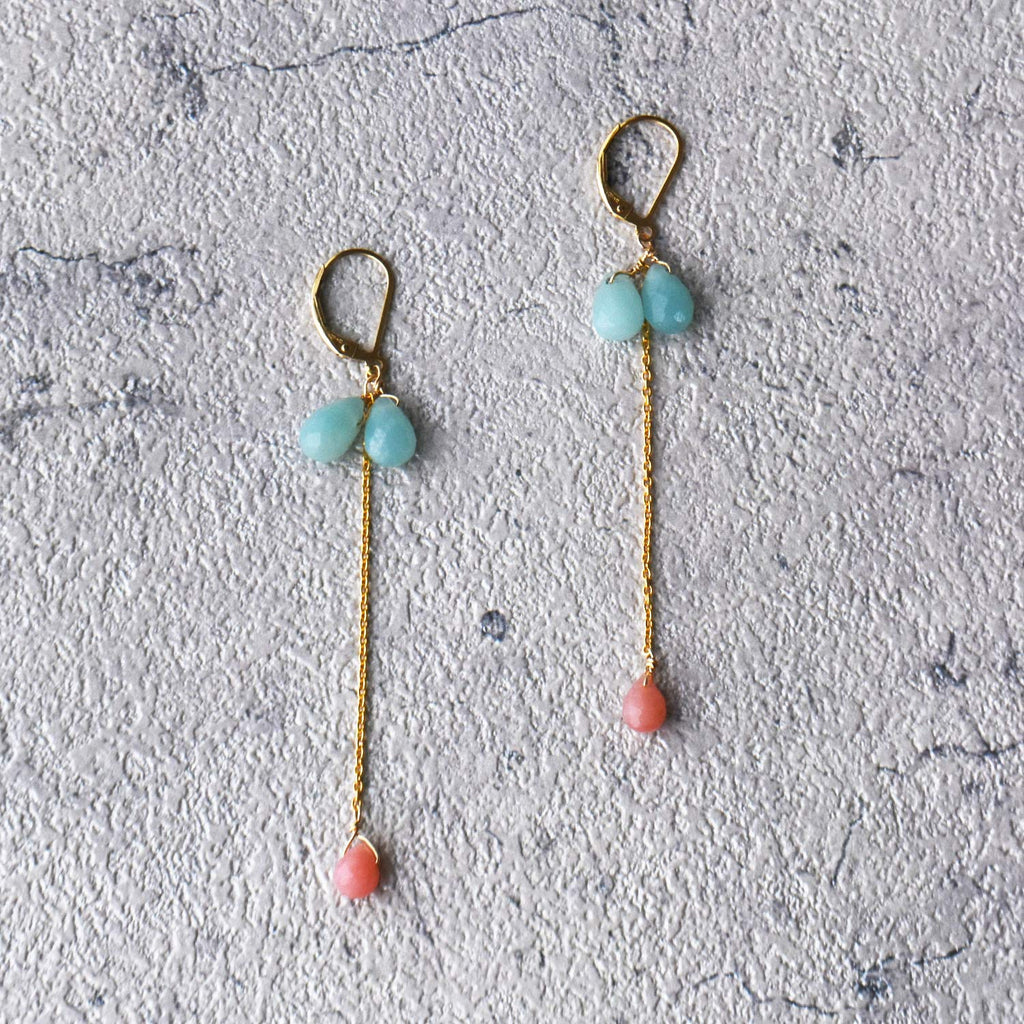 Pink Opal and Amazonite Earrings