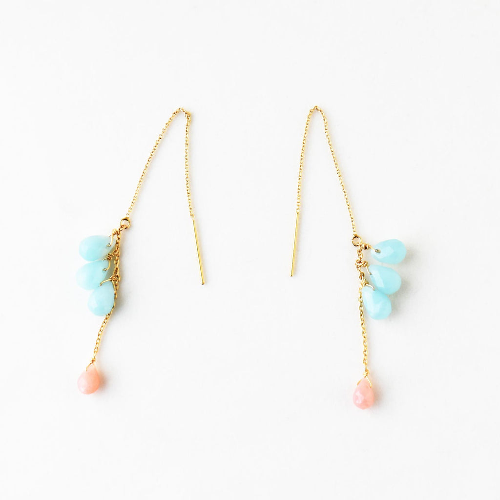 Boucles d'oreilles amazonite opale rose