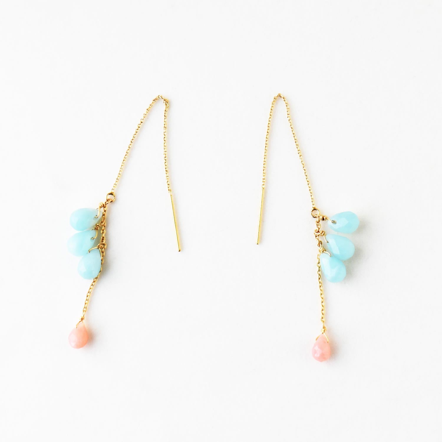 ピンクオパールとアマゾナイトのピアス　Pink Opal Amazonite Earrings