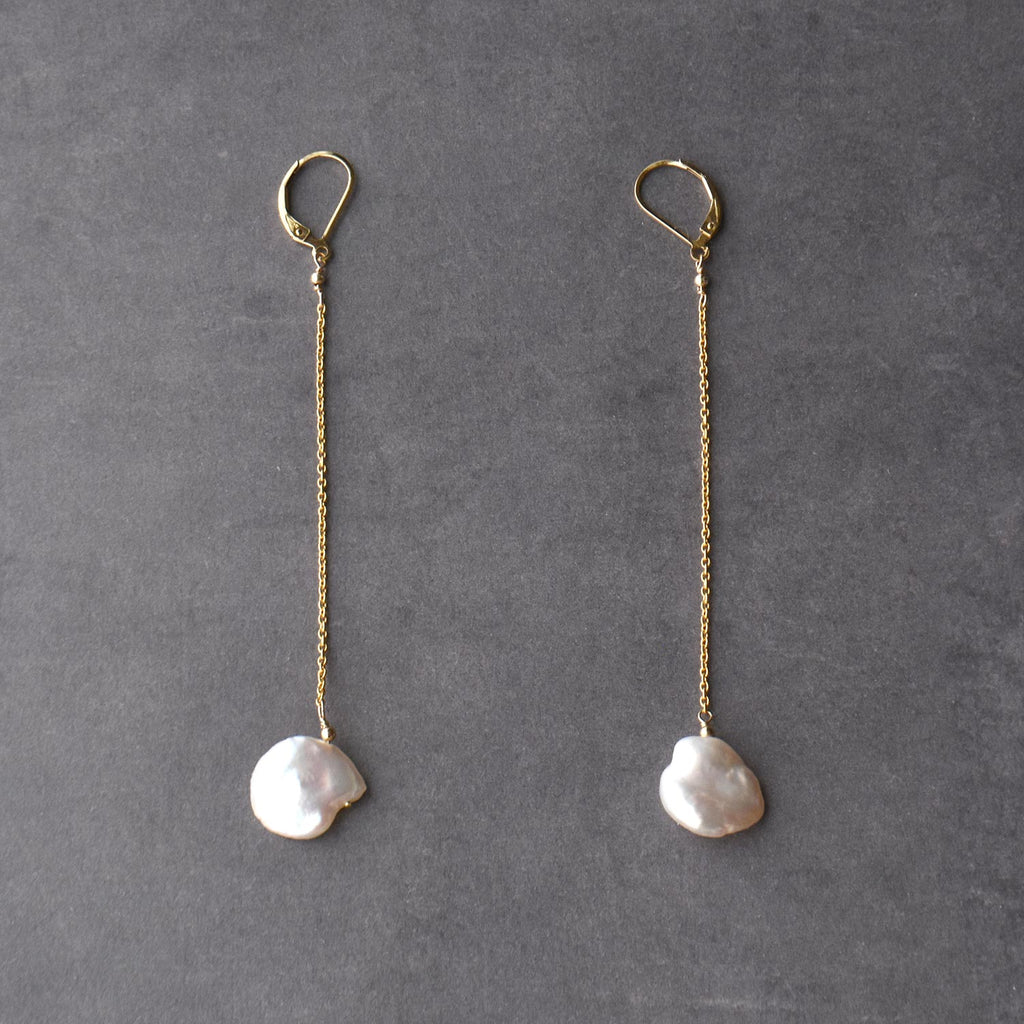 Keshi pearl petal earrings