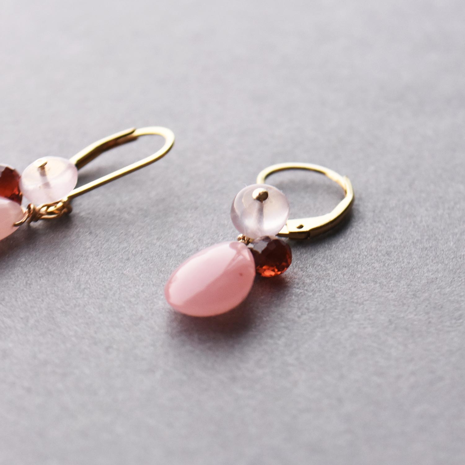 Garnet x Guava Quartz Earrings
