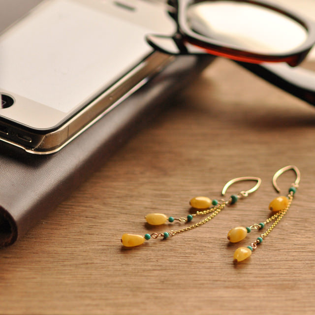 アンバー × ターコイズ ピアス　Amber Turquoise Earrings