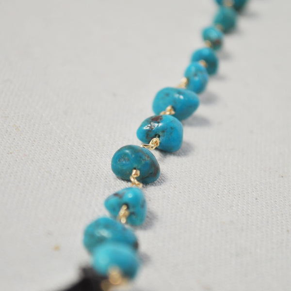 ターコイズ × 白蝶貝レザーネックレス【12月の誕生石】　Turquoise × Shell Leather Necklace