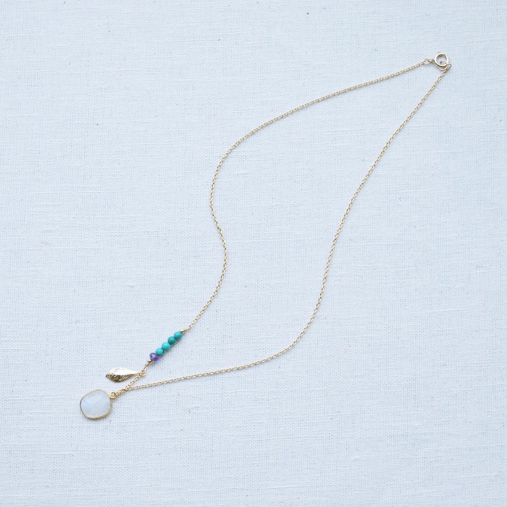 Moonstone x Turquoise Necklace [June birthstone] Moonstone x Turquoise Necklace