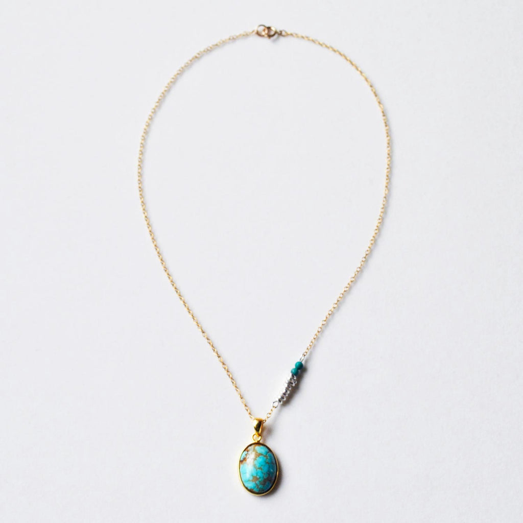 Turquoise and Karen Silver Necklace [December birthstone] Turquoise Karen Silver Necklace