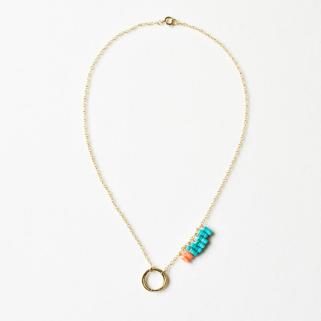 Turquoise and Coral Necklace [December Birthstone] Turquoise Coral Necklace