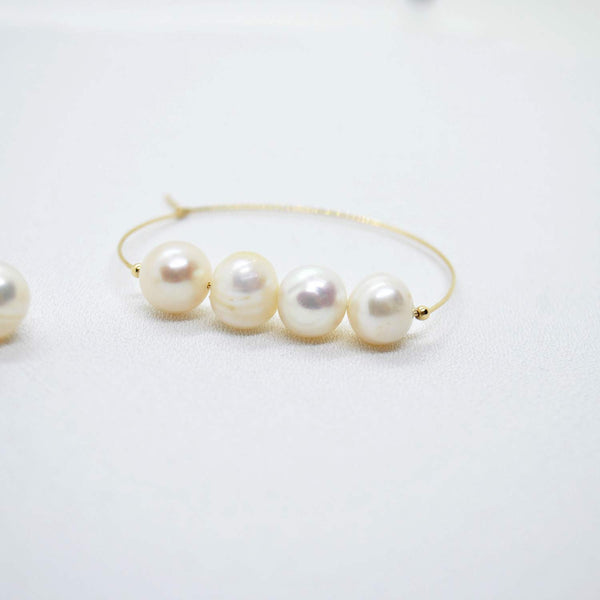 淡水パールムーンピアス　Freshwater Pearl Moon Earrings