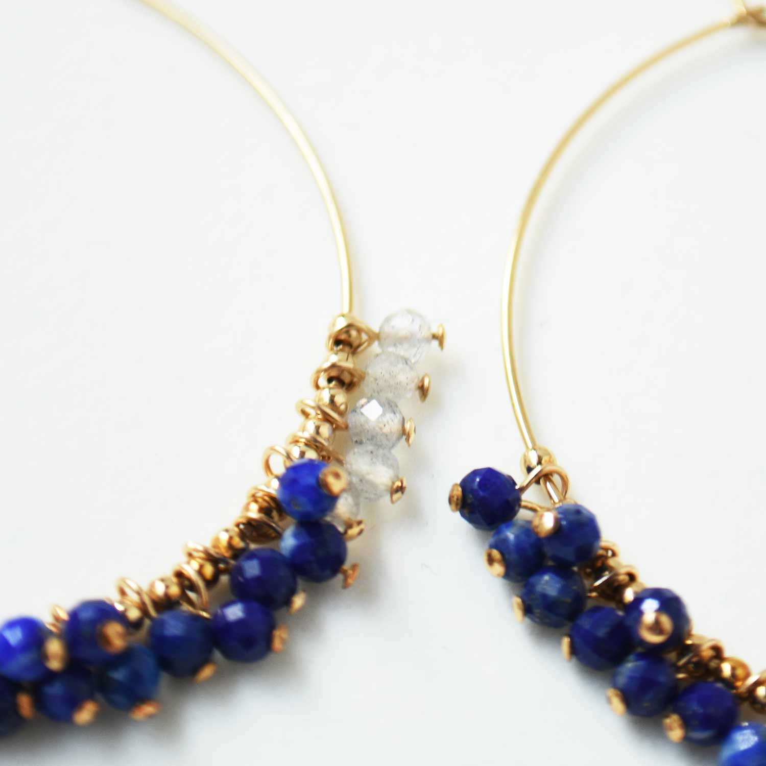 Lapis lazuli × Labradorite Hoop Earrings